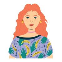 portret avatar modern vrouw met rood haar- vector