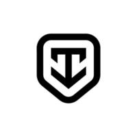 brief t schild bewaker bescherming veiligheid symbool icoon logo ontwerp vector