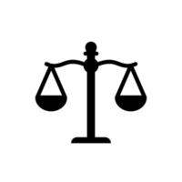 balans icoon voor meten de massa van voorwerpen of vertegenwoordigen rechtbank, gerechtigheid, wettigheid en wet vector