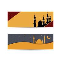 set van horizontale banners wenskaart met Arabisch ornament, islamitisch patroon en maan, arabesque sterren en bloemen. posters of uitnodigingen sjabloon. ramadan kareem voorraad vectorillustratie. islamitische achtergrond banner vector