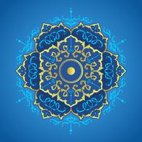 Blauwe en gouden Mandala decoratieve ornamenten Vector