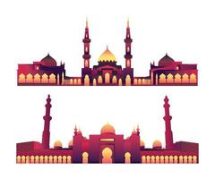 moderne platte elegante islamitische moskee bouwcollectie vector