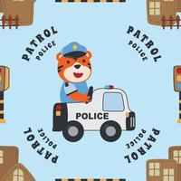 vector naadloos patroon met Politie patrouille dier tekenfilm. creatief vector kinderachtig achtergrond voor kleding stof, textiel, kinderkamer behang, poster brochure vector illustratie achtergrond