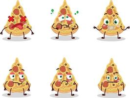 plak van pizza tekenfilm karakter met Nee uitdrukking vector
