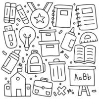 doodle set school symbolen vector