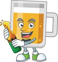 tekenfilm karakter van glas van bier vector