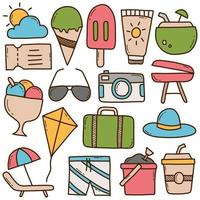 set van zomer doodle pictogrammen vector