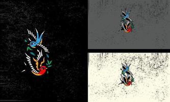 vliegend vogel met bloemen vector illustratie mascotte ontwerp