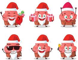 de kerstman claus emoticons met aardbei taart tekenfilm karakter vector