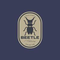 dier insect kever gemakkelijk insigne wijnoogst logo ontwerp vector