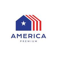 Verenigde Staten van Amerika vlag kleur huis huis modern minimalistische logo ontwerp ontwerp vector