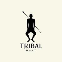 Afrikaanse cultuur mensen stam etnisch jacht- prooi logo ontwerp vector
