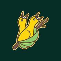 weinig vogel genesteld goedkoper nest Afdeling takje aan het wachten voedsel kleurrijk sticker modern logo ontwerp vector