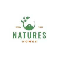 meetkundig natuur huis dak cabine bladeren boom buitenshuis logo ontwerp vector