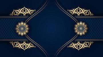 blauw achtergrond met gouden mandala ornament vector