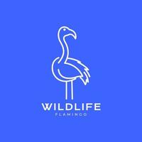 dieren in het wild vogel flamingo meer water lijn kunst modern minimaal logo ontwerp vector