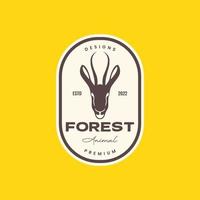 dier savanne dieren in het wild herbivoor hoofd hert Impala mannetje gehoornd snel rennen insigne wijnoogst logo ontwerp vector