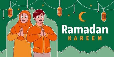 gelukkig Ramadan kareem vlak banners achtergrond vector