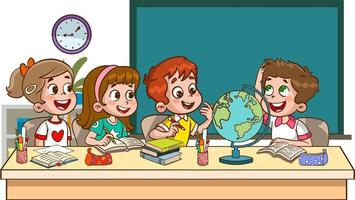 schattig weinig kinderen aan het studeren samen tekenfilm vector illustratie
