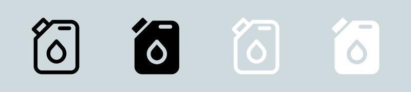 benzine kan icoon reeks in zwart en wit. benzine tekens vector illustratie.