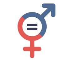 geslacht gelijkheid symbool. mannetje en vrouw gelijkheid icoon. vector vlak illustratie