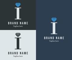 diamant concept. brief 'i' logo. modern logo voor bedrijf, merk, bedrijf identiteit. vector eps 10