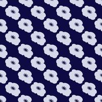 vector naadloos patroon van grijs bloemen Aan donker blauw achtergrond