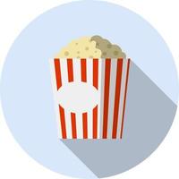 popcorn. film theater tussendoortje. maïs maaltijd in een rood gestreept pakket vector