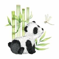 schattig zitten panda. geïsoleerd Aan een wit achtergrond. waterverf illustratie. dier van de wild. vector