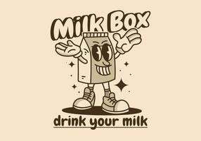 melk doos mascotte karakter ontwerp in wijnoogst kleur vector