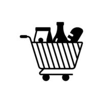 trolley of mand icoon voor draag- boodschappen doen items in een markt of winkel vector