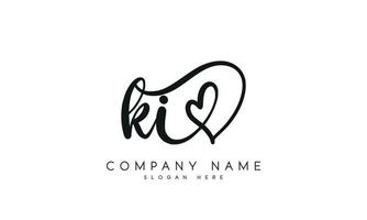 handschrift handtekening stijl brief ki logo ontwerp in wit achtergrond. pro vector. vector