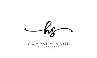 handschrift handtekening stijl brief hs h s logo ontwerp in wit achtergrond. pro vector