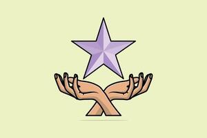 menselijk hand- Holding een ster vector illustratie. bedrijf voorwerpen icoon concept. de het beste uitstekend bedrijf Diensten beoordeling klant ervaring concept. online terugkoppeling concept, hand- houden een ster.