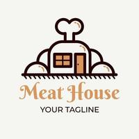 vlees huis. vorm combinatie van kip trommel stok en gebouw. geschikt voor culinaire en restaurant logo inspiratie. vector