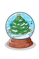 hand getekend kerst sneeuwbal globe illustratie vector