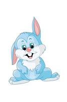 een klein gelukkig schattig wit en blauw konijn met de tand, ontwerp dierlijk beeldverhaal vector dier