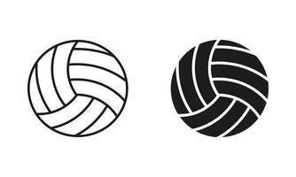 volleybal bal zwart silhouet en lijn icoon set. bal voor Speel sport- spel solide en schets symbool verzameling Aan wit achtergrond. geïsoleerd vector illustratie.