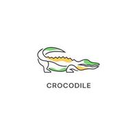 krokodil alligator roofdier reptiel logo icoon symbool, krokodil logo ontwerp met lijn kunst stijl vector
