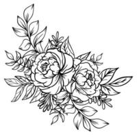 schets roos bloem boeket decoratie vector