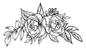 schets roos bloem boeket decoratie vector
