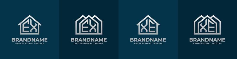 brief ex en xe huis logo set. geschikt voor ieder bedrijf verwant naar huis, echt landgoed, bouw, interieur met ex of xe initialen. vector