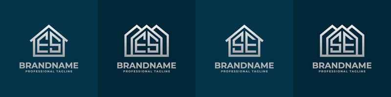 brief es en se huis logo set. geschikt voor ieder bedrijf verwant naar huis, echt landgoed, bouw, interieur met es of se initialen. vector