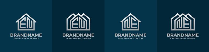 brief nl en ne huis logo set. geschikt voor ieder bedrijf verwant naar huis, echt landgoed, bouw, interieur met nl of ne initialen. vector