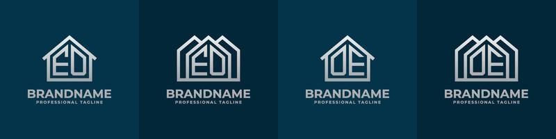 brief eo en oe huis logo set. geschikt voor ieder bedrijf verwant naar huis, echt landgoed, bouw, interieur met eo of oe initialen. vector