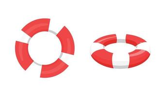 een rood en wit leven onderhouder en een wit cirkel Aan een wit achtergrond. reddingsboei vector illustreren