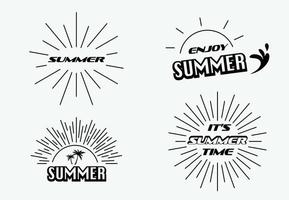 zomer typografisch met zon, zee en strand in retro stijl vector