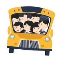 school- bus met kinderen tekenfilm vector