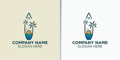 zomer en strand wijnoogst logo ontwerp vector, vakantie logo ontwerp sjabloon vector