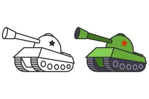 een set van twee tankfoto's. militair materieel in kleur en zwart-wit. platte vectorillustratie. vector